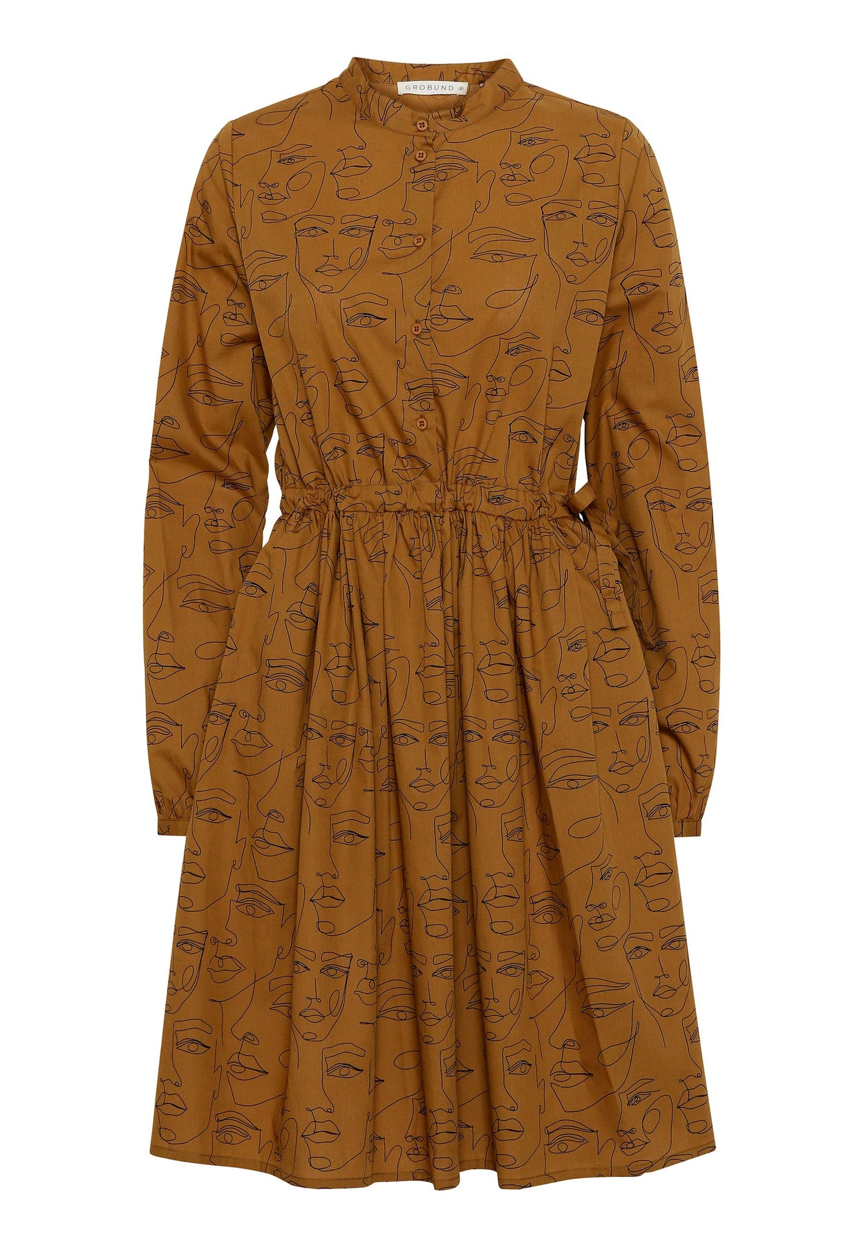 GROBUND Kleid Sigga – das mit den Knöpfen in Cognac